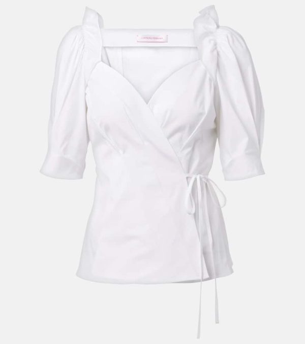 Carolina Herrera Cotton-blend wrap top