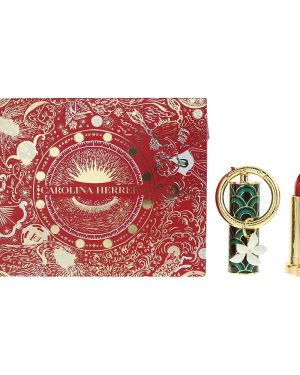 Carolina Herrera Fabulous Kiss 3 Piece Gift Set: Satin Red 310 Lipstick 3.5g - Jasmine Charm - Green Waves Cap