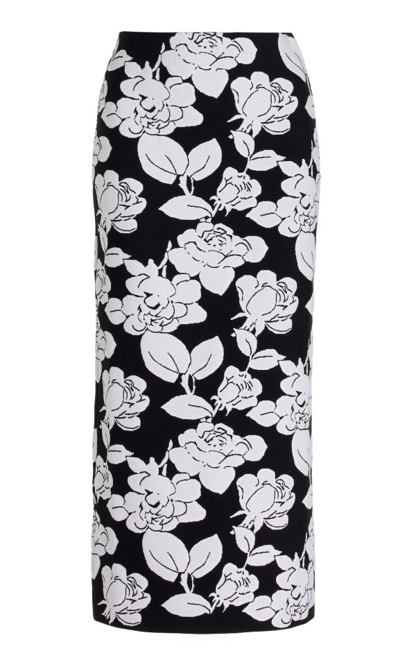 Carolina Herrera - Knit Midi Pencil Skirt - Black/white - XL - Moda Operandi