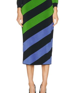 Carolina Herrera Knit Pencil Skirt in Lawn Green Multi - Green. Size L (also in M, S, XS).