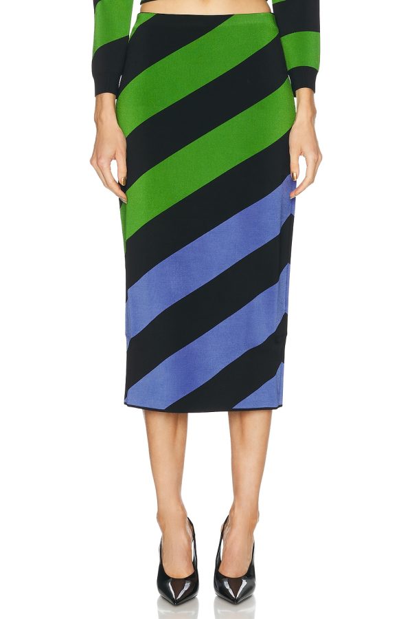Carolina Herrera Knit Pencil Skirt in Lawn Green Multi - Green. Size L (also in M, S, XS).