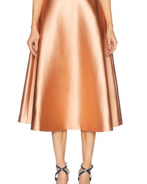 Carolina Herrera Midi Circle Skirt in Clay - Metallic Copper. Size 2 (also in 4, 6, 8).