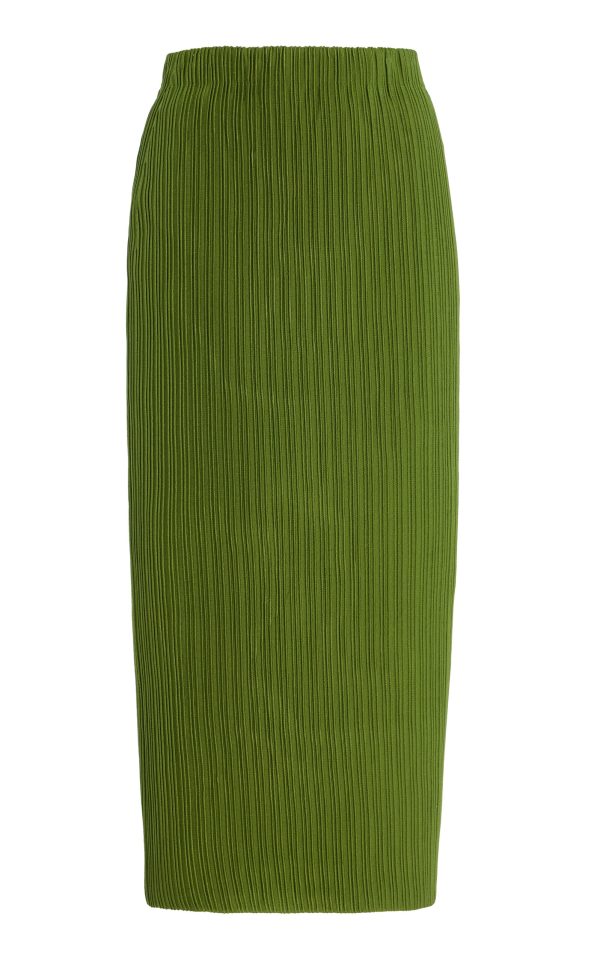 Carolina Herrera - Pleated Knit Skirt - Green - XXL - Only At Moda Operandi