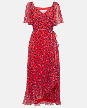 Carolina Herrera Printed georgette wrap midi dress