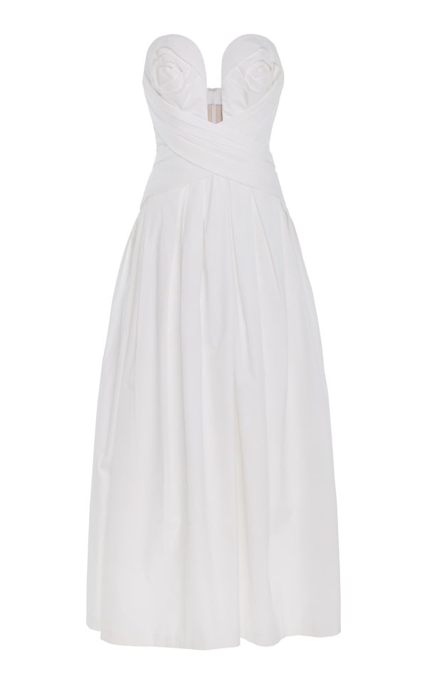 Carolina Herrera - Strapless Stretch-Cotton A-Line Dress - White - US 0 - Only At Moda Operandi