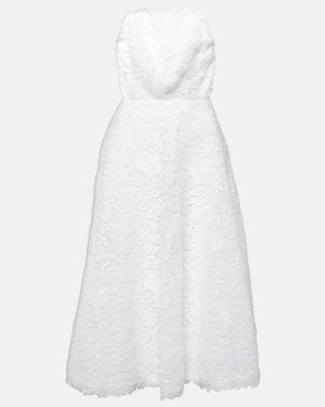 Carolina Herrera Strapless floral lace midi dress