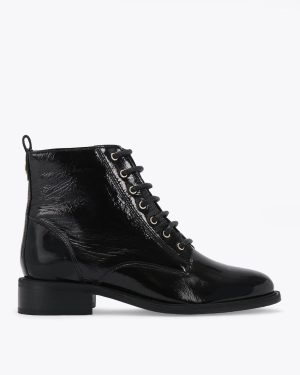 Carvela Spike Boot - Black Patent Lace Up Ankle Boots