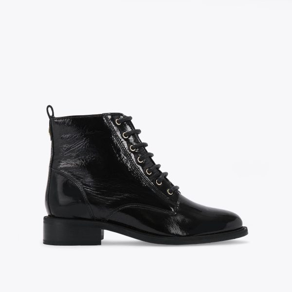 Carvela Spike Boot - Black Patent Lace Up Ankle Boots