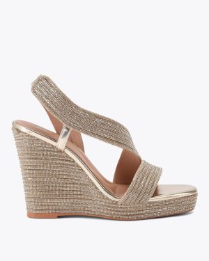 Carvela Women's Heels Gold Crystal Wedge