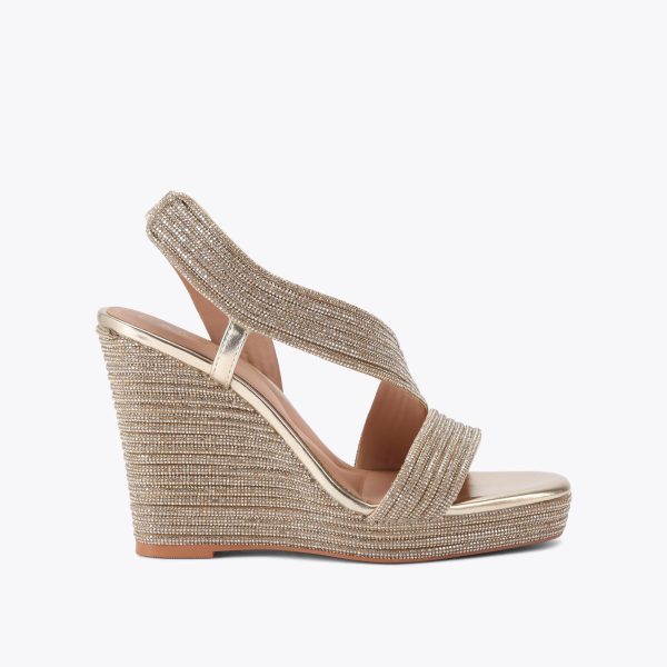 Carvela Women's Heels Gold Crystal Wedge