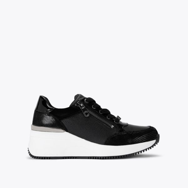 Carvela Women's Trainer Black Leather Skyline Wedge