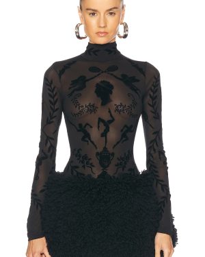 Casablanca Devore Bodysuit in Black - Black. Size L (also in XS).