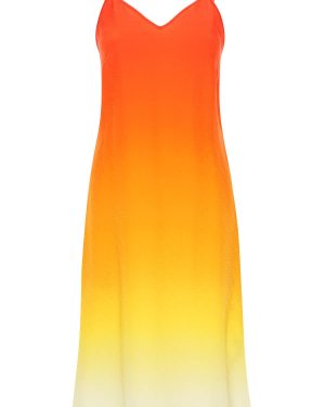 Casablanca Silk Satin Slip Dress With Gradient Effect