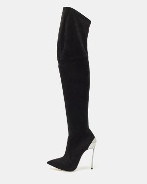 Casadei Black Suede Blade Over The Knee Boots Size 37.5