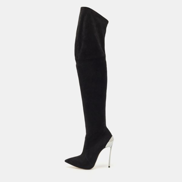 Casadei Black Suede Blade Over The Knee Boots Size 37.5