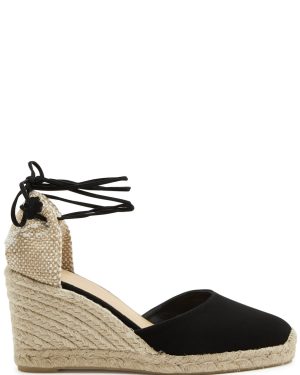 Castaer Carina 80 Suede Wedge Espadrilles - Black - 7
