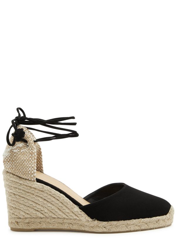 Castaer Carina 80 Suede Wedge Espadrilles - Black - 7