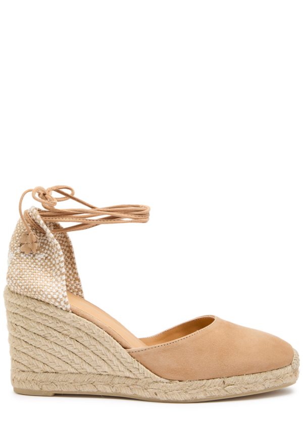 Castaer Carina 80 Suede Wedge Espadrilles - Tan - 8