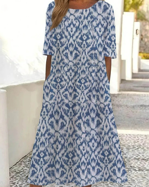 Casual Floral Summer Polyester Printing Natural H-Line Regular Shift Dress Dresses for Women