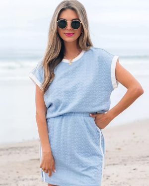 Casual Two Piece Set Short Sleeves Top And Mini Skirt For Summer 2025