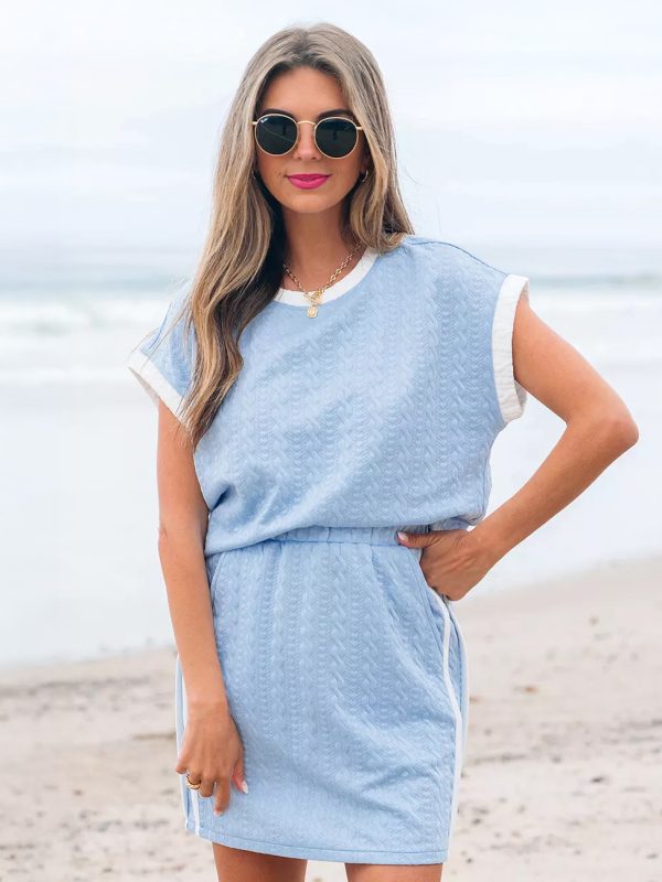 Casual Two Piece Set Short Sleeves Top And Mini Skirt For Summer 2025
