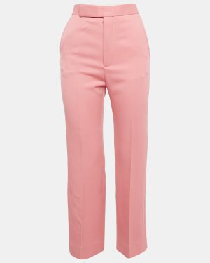 Celine Pink Wool Drill Wide-Leg Trousers S