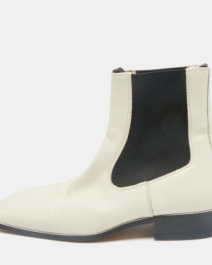 Celine White Leather Square Toe Ankle Boots Size 36