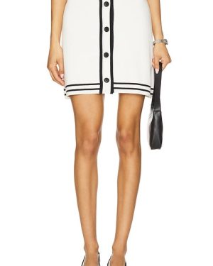 Central Park West Sienna Varsity Skater Skirt in White. Size M, S, XL, XS.
