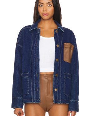 Central Park West The Denim Shacket in Denim-Dark. Size M, S, XL, XS.