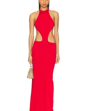 Ceren Ocak Cut-out Jersey Dress in Red. Size M, S.