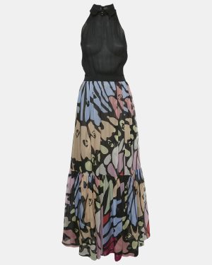 Chanel Black CC Silk Sleeveless Maxi Dress M