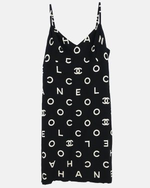 Chanel Black Silk Camisole Sleeveless Dress Woman Size 38