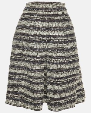 Chanel Blue Tweed Pleated Pencil Skirt L