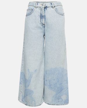 Chanel Light Blue Animal Print Denim Flared Jeans M Waist 28"