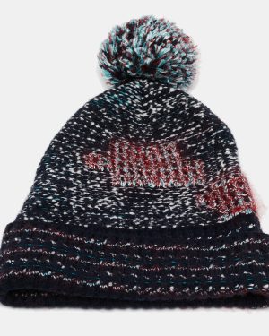 Chanel Navy Blue Wool Blend Knit Pom Pom Beanie S