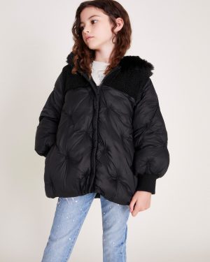 Chester Quilted Borg Coat Black