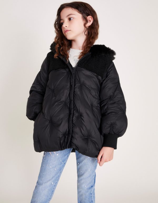Chester Quilted Borg Coat Black