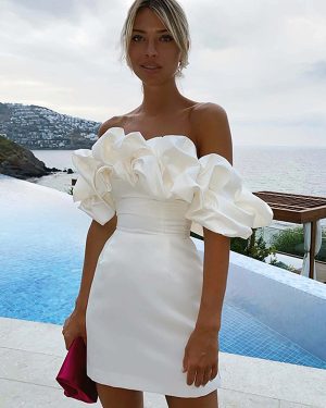 Chic Cupcake Dress Strapless Slit Birthday Party Mini Dresses