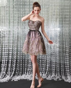 Chic Strapless Lace Short Women's Cocktail Dress Milanoo wedding guest dress