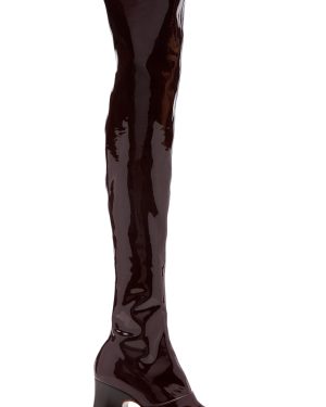 Chlo - Janis Patent Leather Over-The-Knee Boots - Burgundy - IT 37 - Moda Operandi