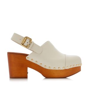Chlo - Jeannette Leather Platform Clogs - Ivory - IT 38 - Moda Operandi