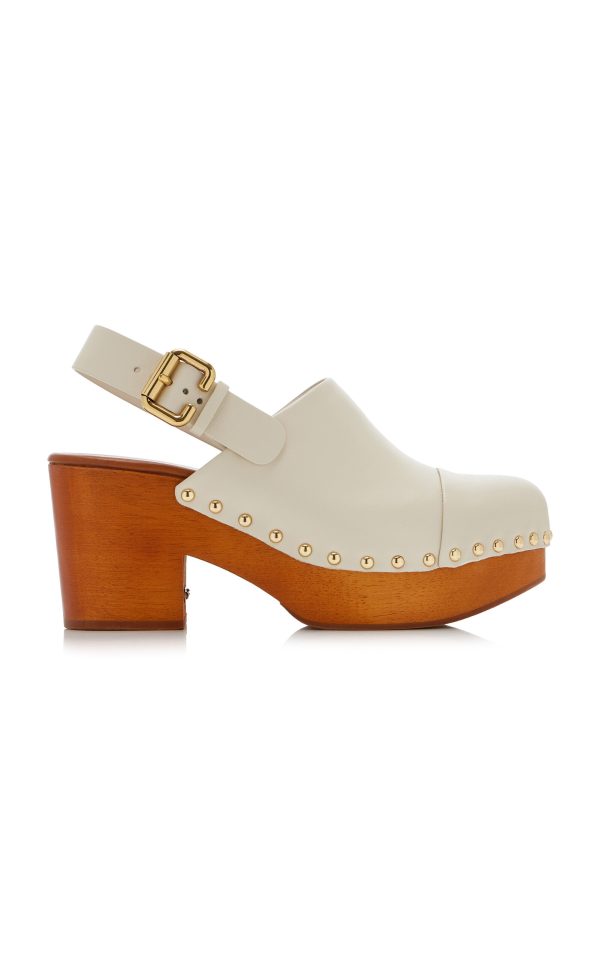 Chlo - Jeannette Leather Platform Clogs - Ivory - IT 38 - Moda Operandi