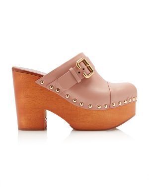 Chlo - Jeannette Leather Platform Clogs - Pink - IT 40 - Moda Operandi