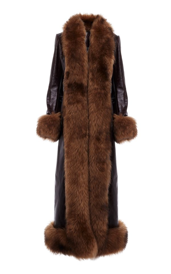 Chlo - Shearling-Trimmed Leather Coat - Brown - FR 36 - Moda Operandi