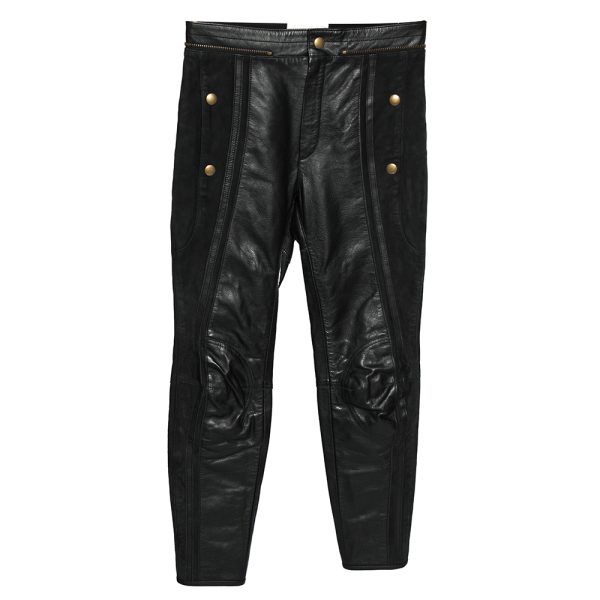 Chloé Black Leather & Nubuck Paneled Cropped Biker Pants S