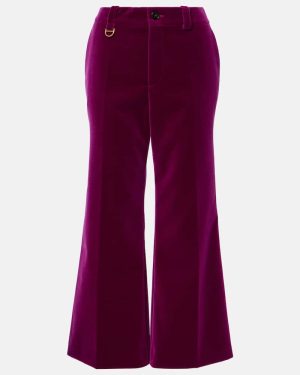 Chloe Cotton velvet cropped bootcut pants