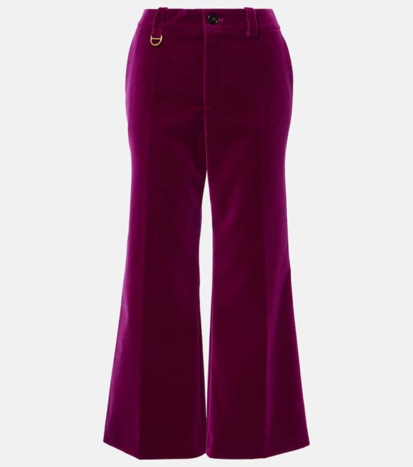 Chloe Cotton velvet cropped bootcut pants