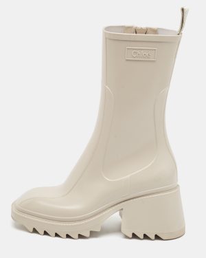 Chloe Cream Rubber Betty Rain Boots Size 35