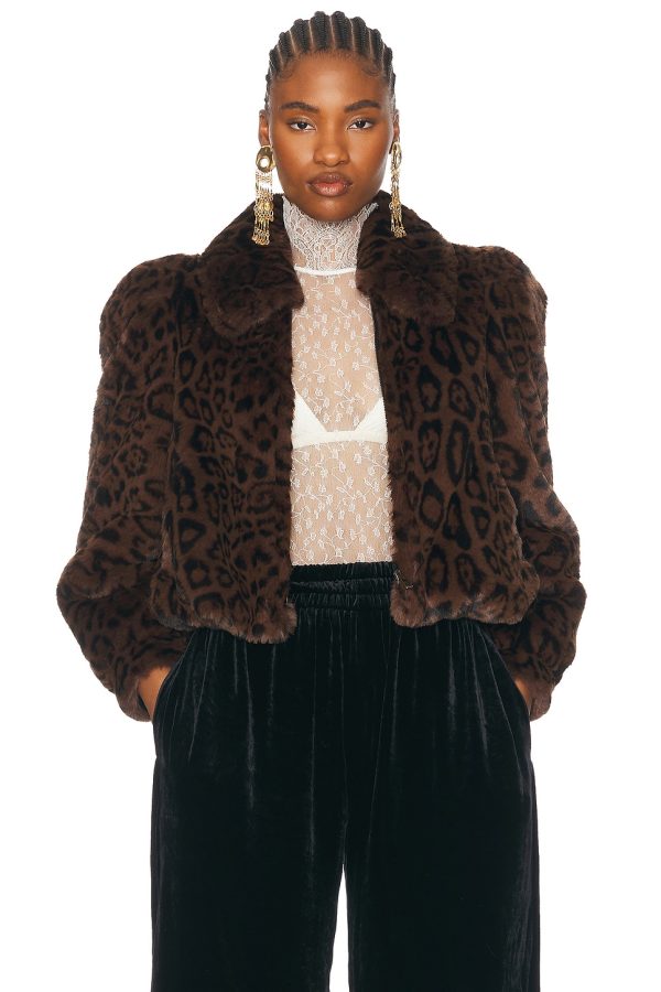 Chloe Cropped Bomber Jacket in Off Brown - Brown. Size 34 (also in ).