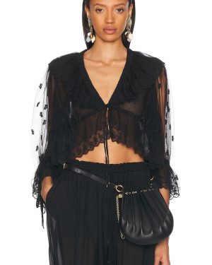 Chloe Embroidered Blouse in Black - Black. Size 36 (also in ).